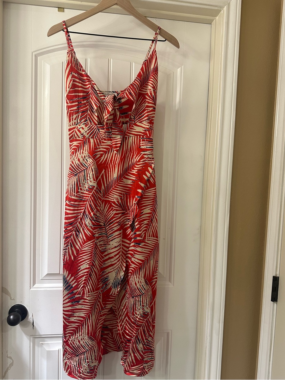 Cupshe Reagan Tropical Knotted Dress XS Red White Blue EUC Beach Vacation